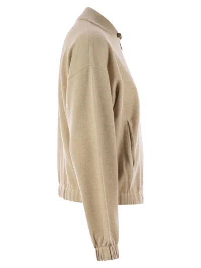 Fabiana Filippi Bomber Jacket In Platinum With Ball Pins In Nude