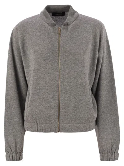 Fabiana Filippi Bomber Jacket In Platinum With Ball Pins In Gray