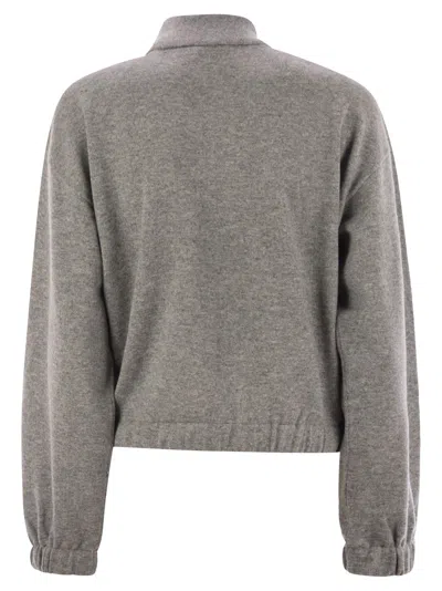 Fabiana Filippi Bomber Jacket In Platinum With Ball Pins In Gray