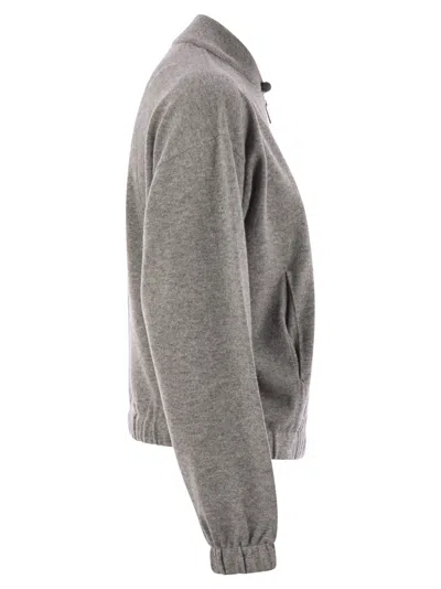 Fabiana Filippi Bomber Jacket In Platinum With Ball Pins In Gray