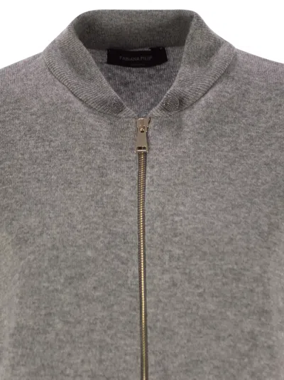 Fabiana Filippi Bomber Jacket In Platinum With Ball Pins In Gray