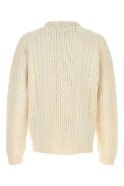 Prada Maglione In Lana Bianca Uomo In Neutral