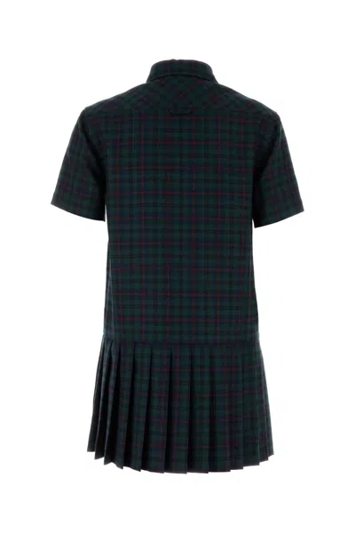 Miu Miu Embroidered Wool Mini Dress In Multi