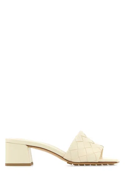 Bottega Veneta Ivory Leather Parco Mules
