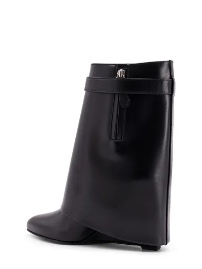 Givenchy Shark Lock 90 Leather Ankle Boots Shoes In Black