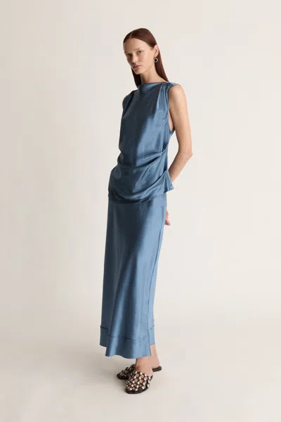 Lee Mathews Stella Silk Satin Drape Top