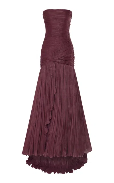 Marmar Halim Strapless Gathered Drop Waist Gown