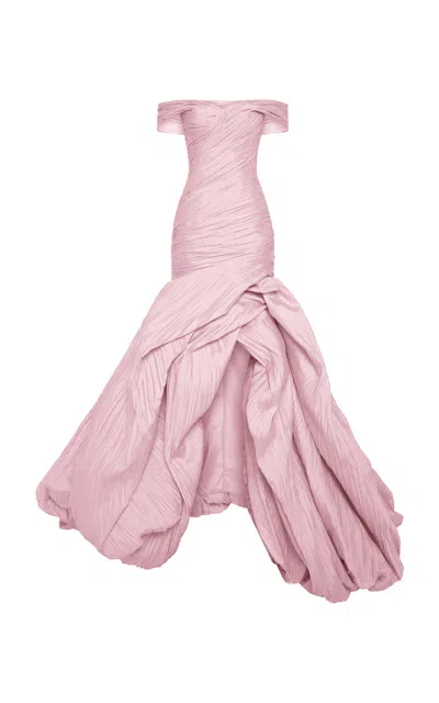 Marmar Halim Off-the-shoulder Pleated Gown