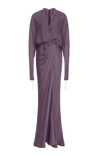 Marmar Halim Batwing Sleeves Draped Gown