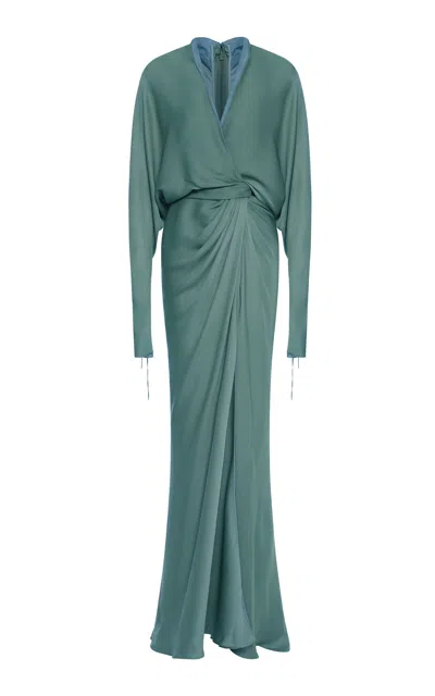 Marmar Halim Batwing Sleeves Draped Gown
