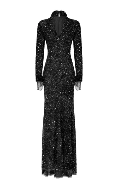 Marmar Halim Sequined Long Sleeve Gown