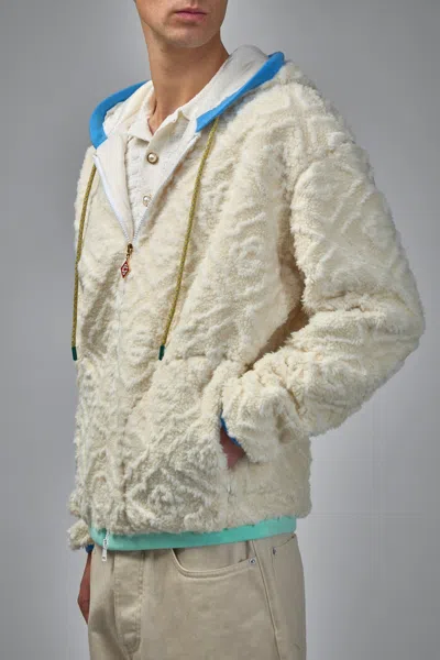 Casablanca Monogram Jacquard Oversized Fleece Jacket In White