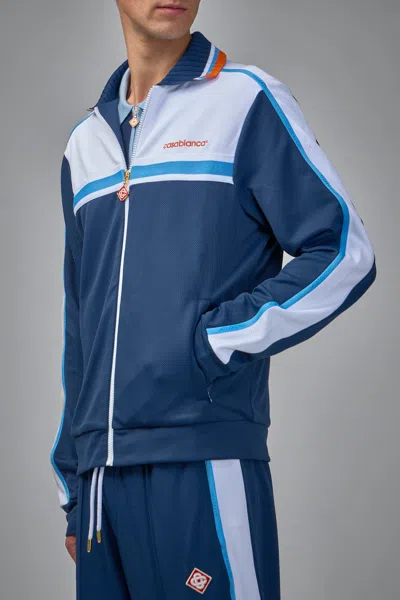 Casablanca Mens Textured Track Jacket Round Pique In Blue