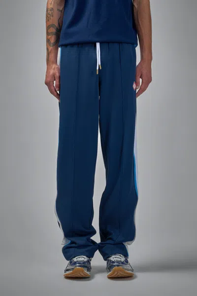 Casablanca Striped Trousers With Elastic Waistband And Pockets In Blue
