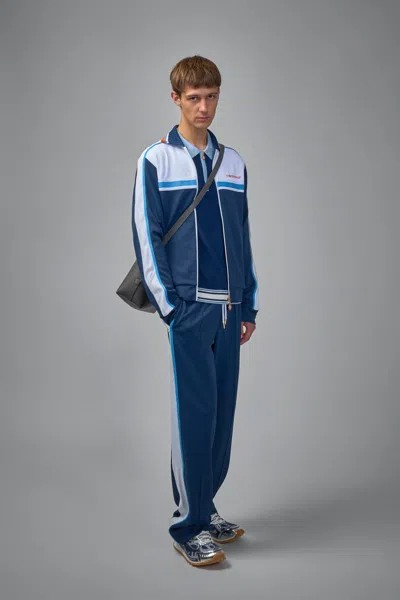 Casablanca Striped Trousers With Elastic Waistband And Pockets In Blue