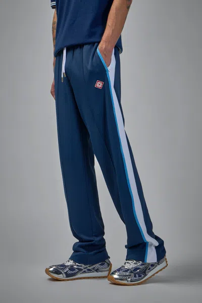 Casablanca Striped Trousers With Elastic Waistband And Pockets In Blue