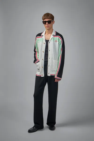 Casablanca Men's Faux Crochet Shirt In White