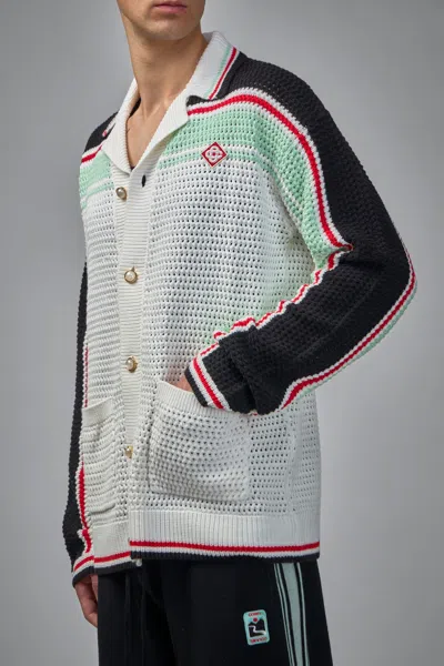 Casablanca Men's Faux Crochet Shirt In White