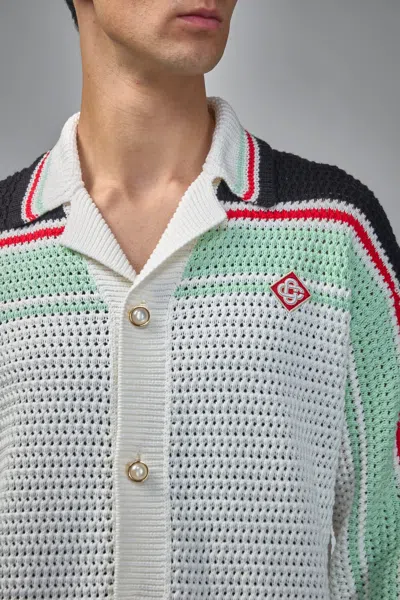 Casablanca Men's Faux Crochet Shirt In White