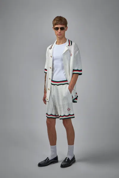 Casablanca Chevron Crochet Bermuda Shorts