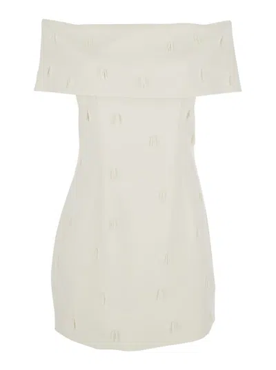 Rotate Birger Christensen Rotate Beaded Satin Mini Dress In White