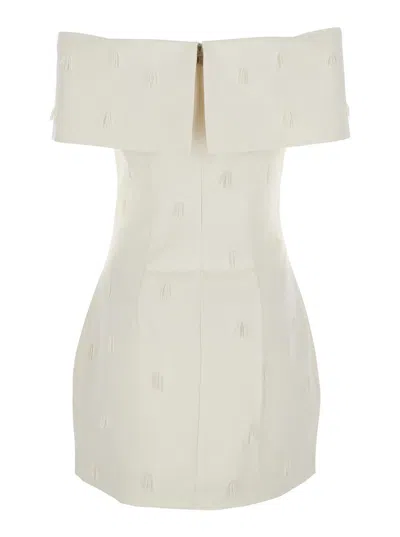 Rotate Birger Christensen Rotate Beaded Satin Mini Dress In White