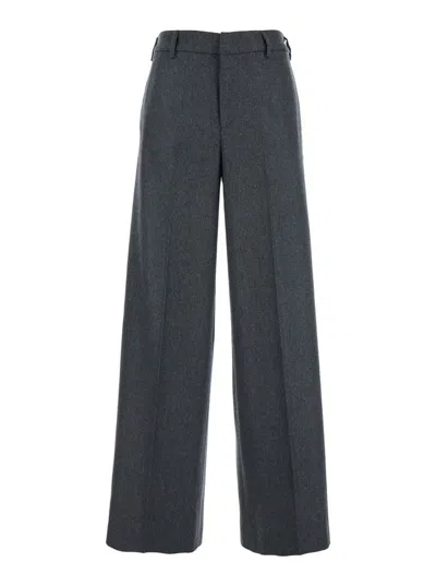 Pt Torino Lorenza Half Elasticated Belt Pants Wool And Cashmere Brusghed Flanel