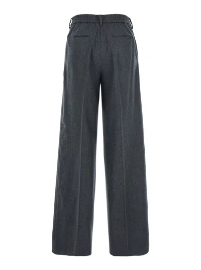 Pt Torino Lorenza Half Elasticated Belt Pants Wool And Cashmere Brusghed Flanel