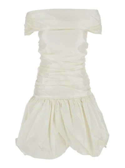 Rotate Birger Christensen Off Shoulder Mini Dress In White