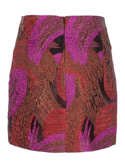 Plain Broccato Lurex Skirt In Pink