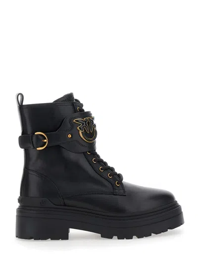 Pinko Mia 07 Leather Ankle Boots In Black