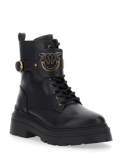 Pinko Mia 07 Leather Ankle Boots In Black