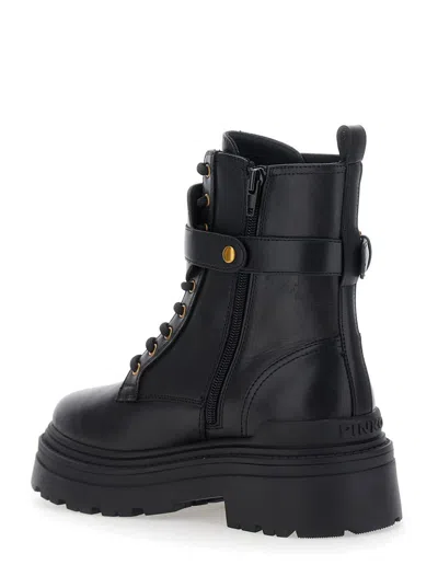Pinko Mia 07 Leather Ankle Boots In Black