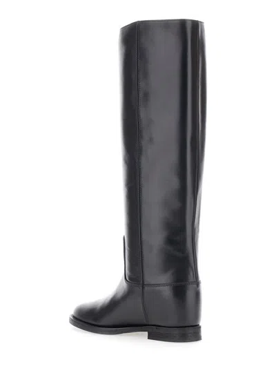 Via Roma 15 Knee-high Boots With Subtle V-gold Accent In Multi