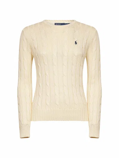 Polo Ralph Lauren Cream Cable-knit Cotton Crewneck Sweater