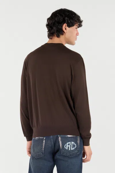 Roberto Cavalli Wool Sweater With Winged Logo In Brown