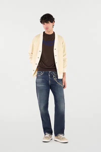 Roberto Cavalli Wool Sweater With Winged Logo In Brown