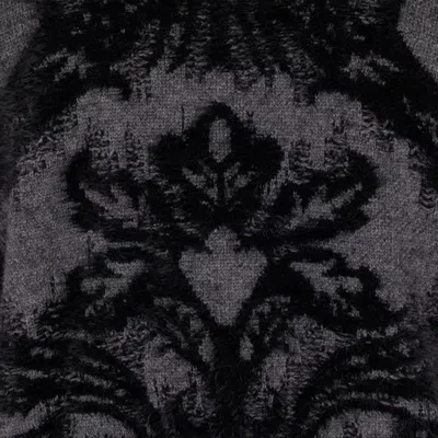 Roberto Cavalli Sweater With Plush Brocade Pattern In Black