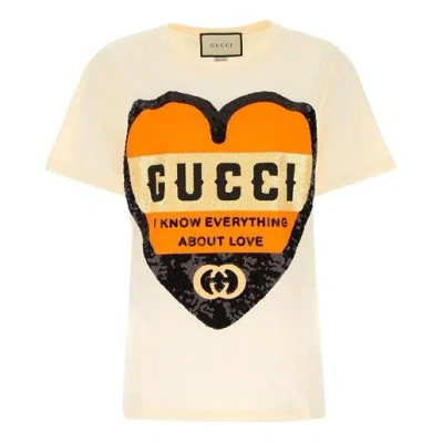 Gucci Printed Round Collar T-shirt In Neutral