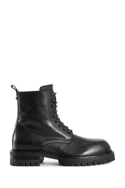 Ann Demeulemeester Skagi Ankle Boots In Grained Shiny Calfskin In Black