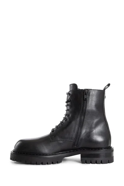 Ann Demeulemeester Skagi Ankle Boots In Grained Shiny Calfskin In Black
