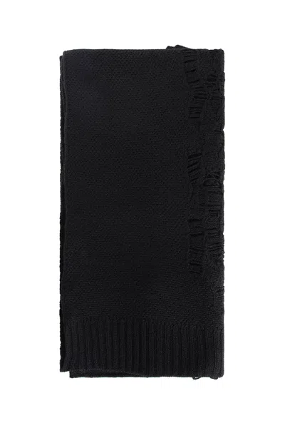 Ann Demeulemeester Pal Destroyed Seed Stitch Scarf In Black