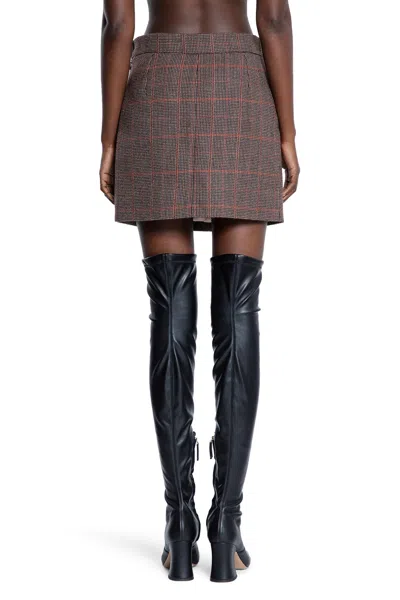 Chloé Pleated Mini Skirt In Check Wool