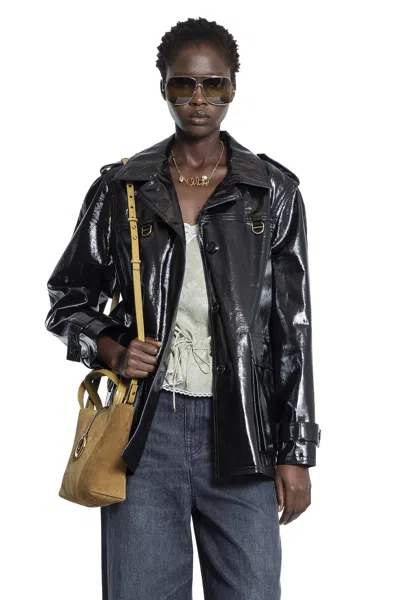 Chloé Belted Jacket In Shiny Coated Cotton