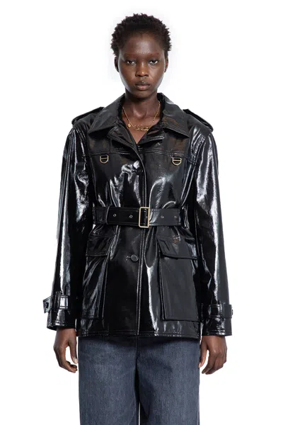 Chloé Belted Jacket In Shiny Coated Cotton