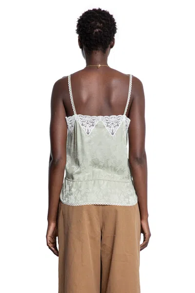 Chloé Women Silk Jacquard And Lace Drawstring Tank Top In Green
