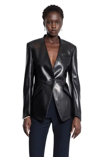 Alexander Mcqueen Peplum Tailored Leather Blazer