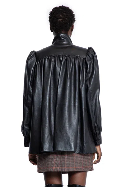 Chloé Puff-sleeve Plonge Leather Jacket In Black