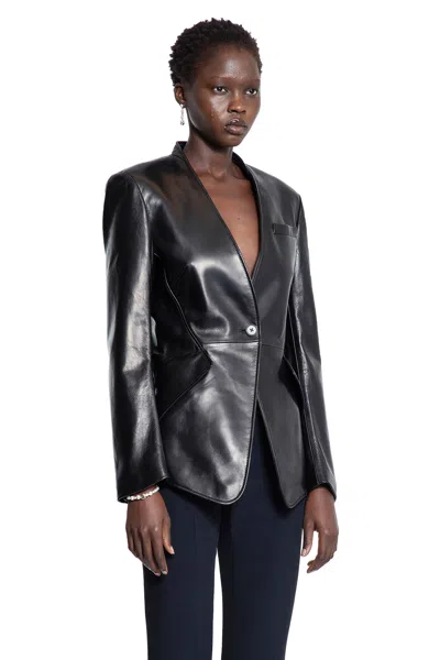 Alexander Mcqueen Peplum Tailored Leather Blazer