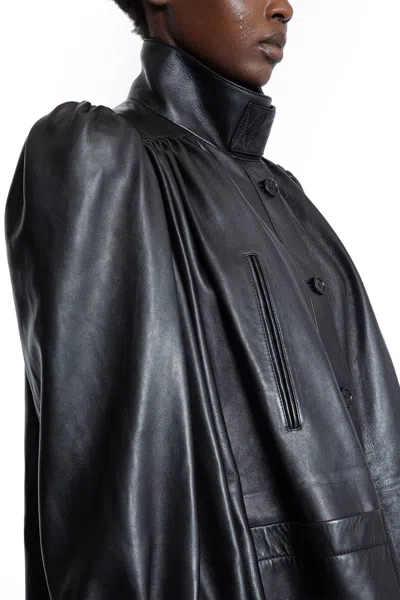 Chloé Puff-sleeve Plonge Leather Jacket In Black